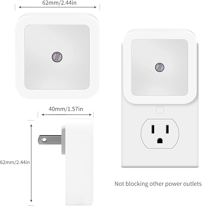 KINUR 6 Pack Night Light,Warm White LED Night Lights Plug into Wall with Dusk to Dawn sensors, Plug in Night Lights for Kids Room, Bedroom, Bathroom, Baby Nursery,Stair Lights, Hallway Light