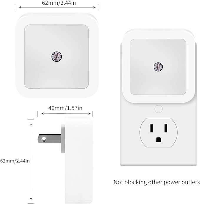 KINUR 6 Pack LED Night Light, LED Night Lights Plug into Wall with Dusk to Dawn sensors for Bathroom, Baby Nursery,Stair Lights, Hallway Light, Red, Blue, Amber