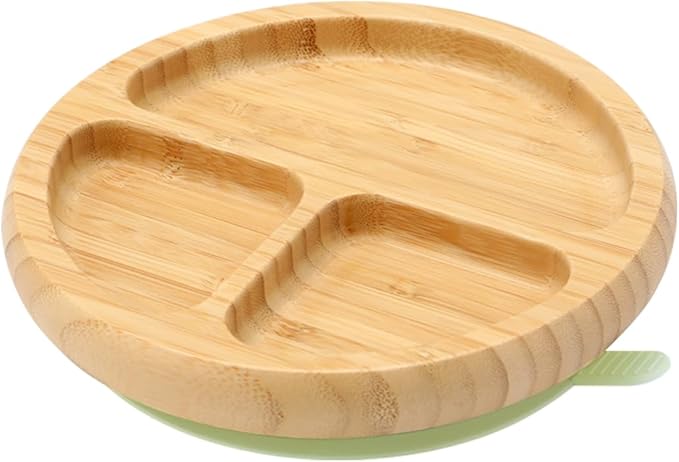 Bamboo Suction Plates for Babies and Bamboo Plates For Kids Baby Feeding and Weaning (Green)