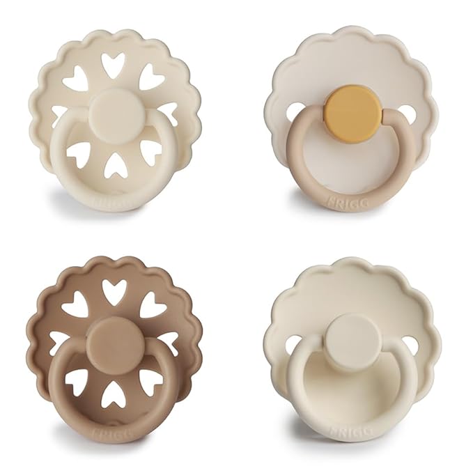 FRIGG SilkySoft Silicone Baby Pacifier 4-Pack Snowflake Dream | Made in Denmark | BPA-Free (0-6 Months)