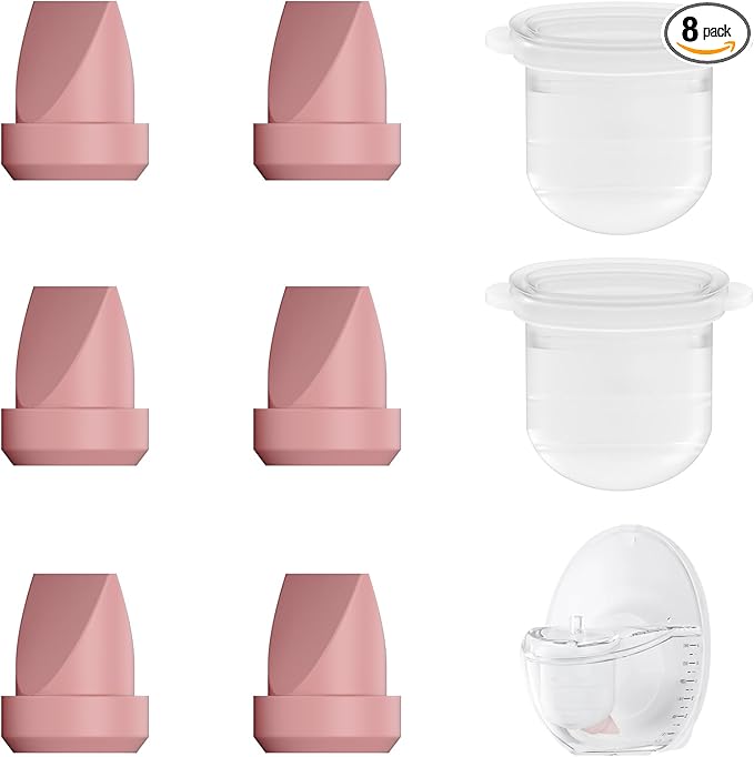 8PC M6 Breast Pump Replacement Accessories, Including 6pcs Duckbill Valve and 2pcs Diaphragms for Momcozy Mobile Style | M6, Replace for Momcozy Pump Parts, Not Original Parts, 8PC Red