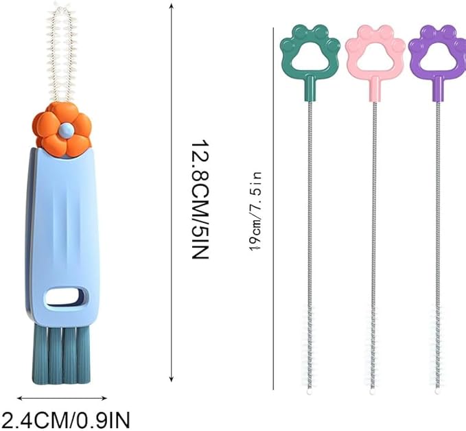 3 in 1 Cup Lid Cleaning Brush, 2024 New Crevice Cleaning Brush Set for Baby Bottle Gap Tight Spaces Cup, 3 in 1 Multifunctional Cleaning Brush Portable Cup Lid Cleaner with Brush(B)