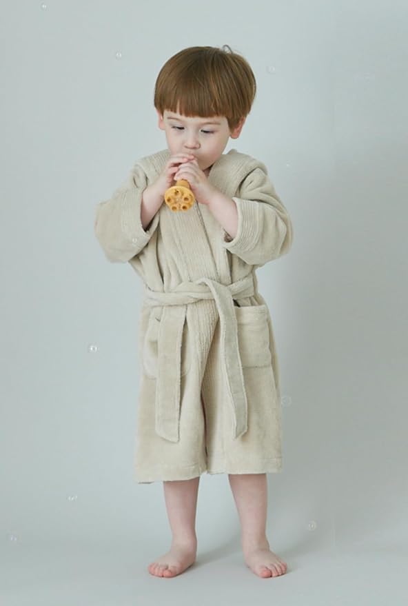 Konny Kids Bathrobes, Hooded Towel, Oeko-TEX Certified Bathrobes, Ultra Soft, Quick-Dry Washcloth for 3-5Y Baby Boys & Girls