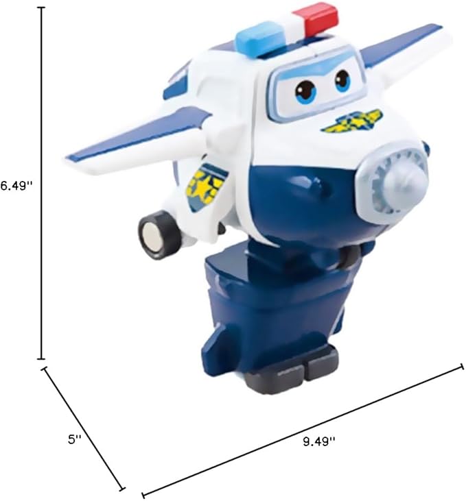 Super Wings 5" Transforming Paul Airplane Toys Vehicle, Action Figure, Plane to Robot, Suitable 3 4 5 Year Old Preschool Kids, Fun Plane Toys for Boys and Girls, Birthday Gifts, Blue
