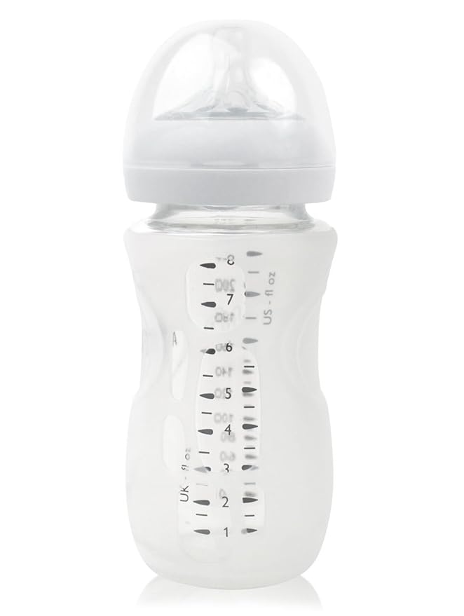 Olababy Silicone Sleeve for Avent Natural Glass Baby Bottles (8 oz, Translucent)