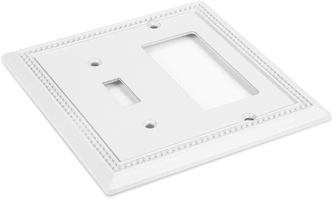 Henne Bery Sunken Pearls Heavy Duty Decorative Wall Plate Switch Plate Outlet Cover (Toggle/Decorator, White)