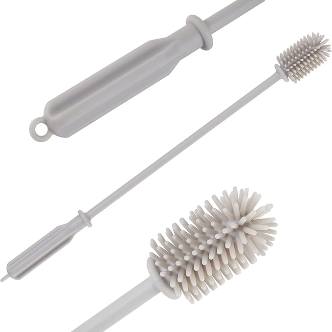 Silicone Bottle Brush,Bottle Cleaning Brush,Long Handle,Flexible and Bendable Kitchen Cleaner Brush for Narrow Neck Containers,Water Cup,Baby Bottles,Sports Bottle,Glassware