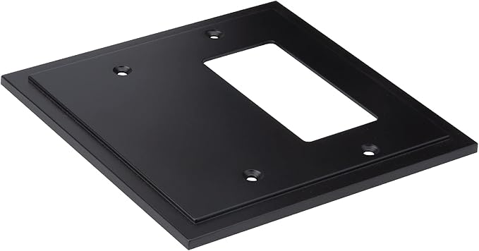 Modern Edge Decorative Wall Plate Switch Plate Outlet Cover, Durable Solid Zinc Alloy (Blank/Decorator, Matte Black)