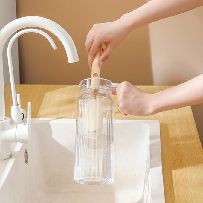 Amosfun 4Pcs Long Handle Cup Cleaning Brush Sponge Brush for Bottles Wine Glasses and Tumblers Safe Lightweight Household Cleaning Tool