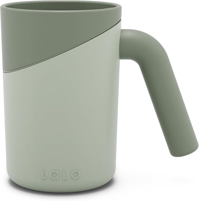 Lalo Bath Rinse Cup - Handle for Easy Grip, Tear-Free Baby Bathing, Flexible Lip, Non-Toxic, Soft Edge, Lightweight Bath Cup For Rinsing Hair and Body - Sage