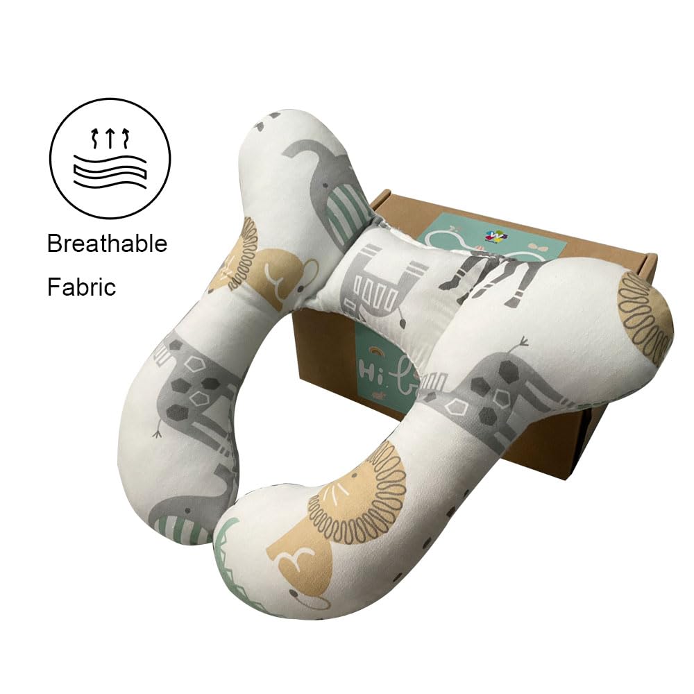 Baby Neck Pillows, Comfortable Baby Travel Head Neck Support Pillow for Car Seat Stroller Pushchair, Soft PP Cotton Travel Pillow for 0-1 Year Old Toddler Infant Newborn, Zoo