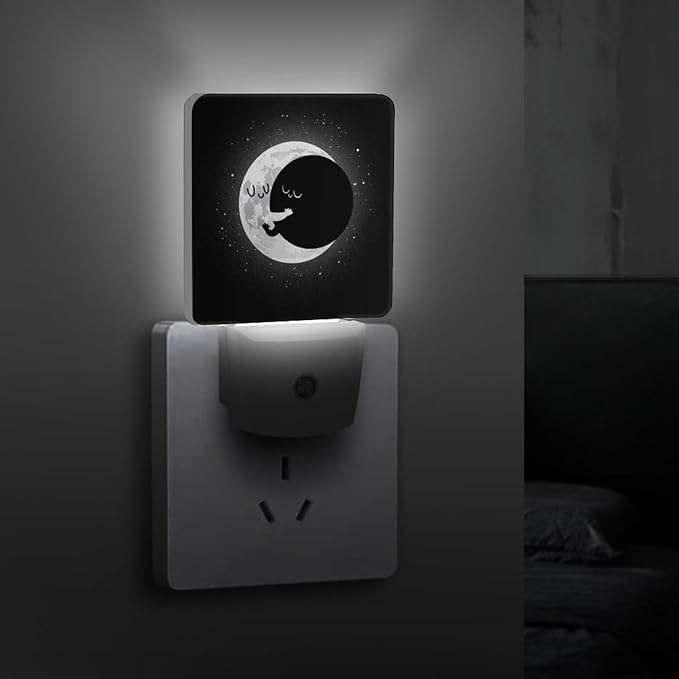 Cute Lunar Eclipse Night Light, Plug into Wall Decor Nightlights for Bedroom, Bathroom, Hallway, Kitchen, with Dusk to Dawn Light Auto Sensors LED Night Lights for Boys Girls Women Men Room Gifts