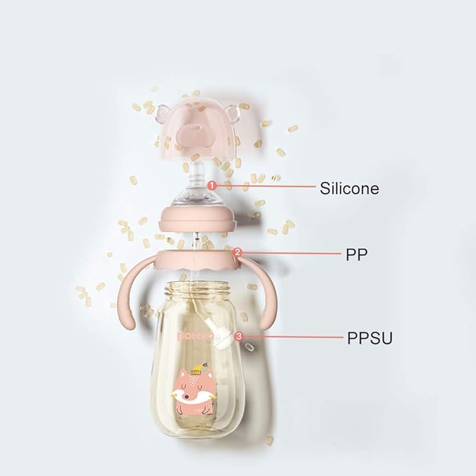POTATO Baby Bottles PPSU Baby Feeding Bottle 10 oz Anti-Colic Bottles with Silicone Nipples Breastfeeding Bottles for Babies & Toddlers - Pink