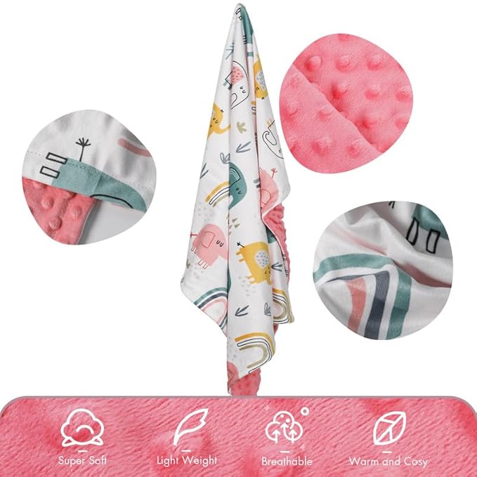 Soarwg Kids Baby Blanket Unisex Newborn, Super Soft Comfy Pink Elephant Blankets, for Toddler Baby Nursery Bed Blankets Stroller Crib Shower Gifts, 30 x 40 Inch