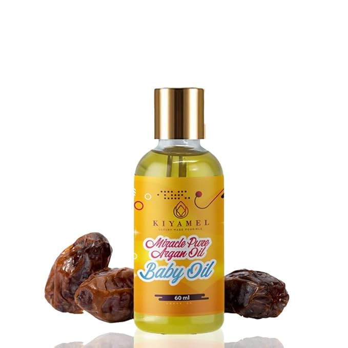 KIYAMEL Miracle Pure Argan Baby Oil Natural Moisturizing Oil with Vitamin E & Omega 6 Fatty Acids, Deep Hydration for Soft Skin, Hair, Face & Nails Nourishing Daily Care for a Healthy and Radiant Glow