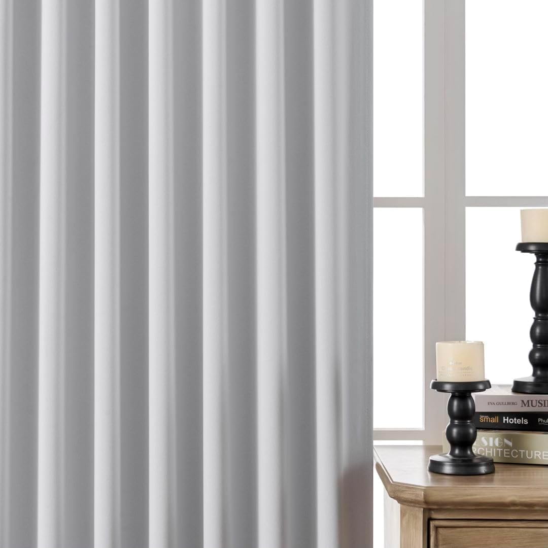 Joydeco Custom Blackout Curtains for Bedroom, 1 Panel Room Darkening Curtains & Drapes for Living Room Window Rod Pocket Back Tab (Custom Size,Greyish White)