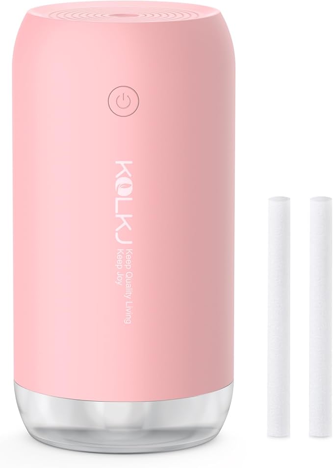 Portable Mini Humidifier, KQLKJ 350ml Small Cool Mist Humidifiers, USB Personal Desktop Humidifier for Bedroom Car Office Travel with Auto Shut-Off & 2 Mist Modes (Pink)