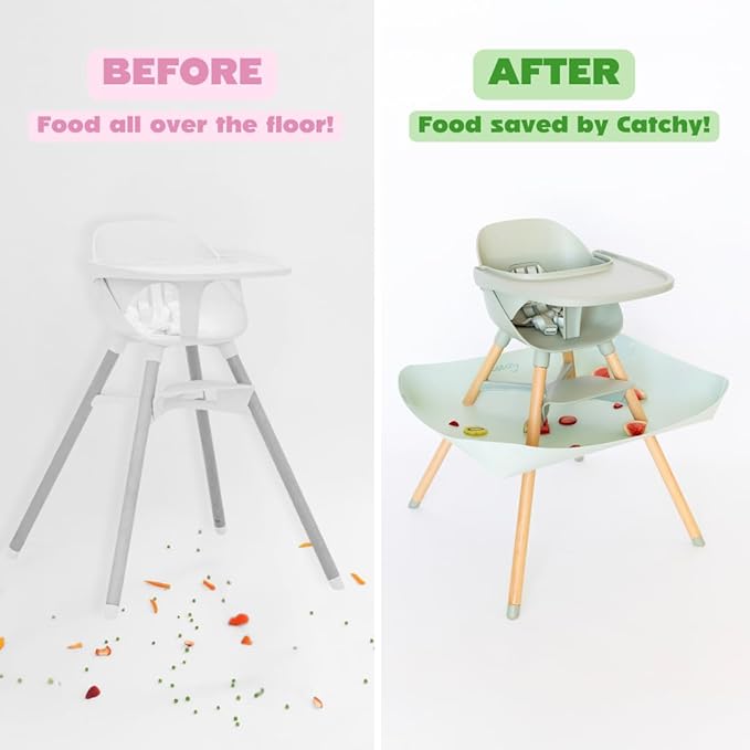 CATCHY -Food Catcher- Compatible with Lalo The Chair High Chair +11 Other High Chairs -Highchair Sold Separately- Baby & Toddler Food & Mess Catcher -Premium Linen Inspired- Under High Chair Accessory