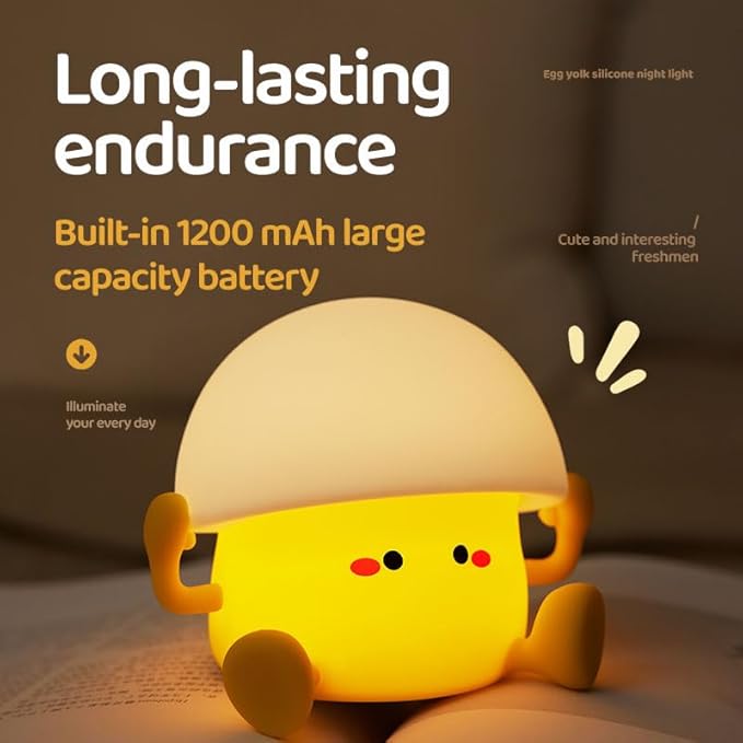 LED Egg Night Light, 3 Level Dimmable Nursery Decor, Cute Lamp Silicone Squishy Light, Rechargeable Bedside Touch Lamp for Breastfeeding Toddler Baby Kids Decor