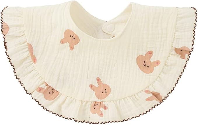 Nishine 4 pcs Unisex Baby Muslin Bandana Drool Bibs 360 Degree Rotatable Cotton Teething Feeding Drooling Bibs for Boy Girl