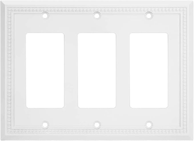 Henne Bery Sunken Pearls Heavy Duty Decorative Wall Plate Switch Plate Outlet Cover (Triple Decorator, White)