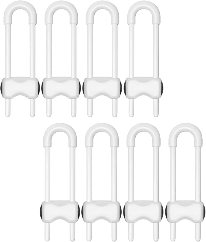 Cabinet Locks for Babies,Child Proof Cabinet Locks,8 Pack U-ShapedBaby Proofing Cabinets,Child Locks for Cabinets and Drawers,Child Safety Cabinet Locks with Adjustable(White)