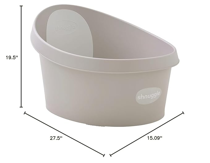 Toddler Bath Tub | Larger Bath for Bigger Kids at Bathtime | Includes Warm and Soft Foam backrest | Grippy Anti-Slip Surface | Includes Easy Drain Bath Plug | Taupe Beige + Rinse Jug