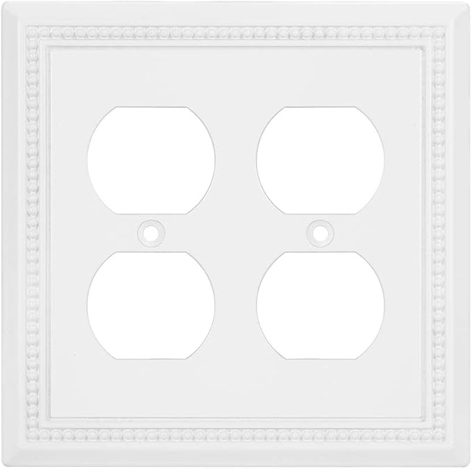 Henne Bery Sunken Pearls Heavy Duty Decorative Wall Plate Switch Plate Outlet Cover (Double Duplex, White)