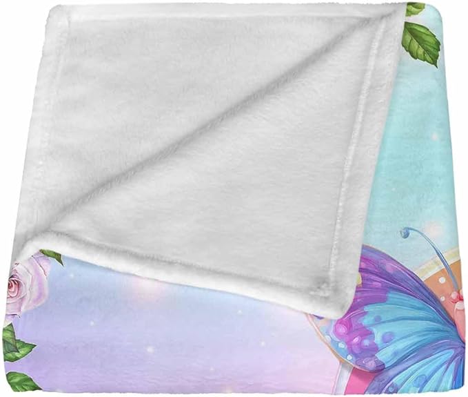 Ship Next Day,Personalized Baby Blanket for Girls Custom Birthday Blanket with Name Soft Butterfly Flower Pattern Personalized Name Blankets for Kids Daughter Granddaughter Friends on Birthday