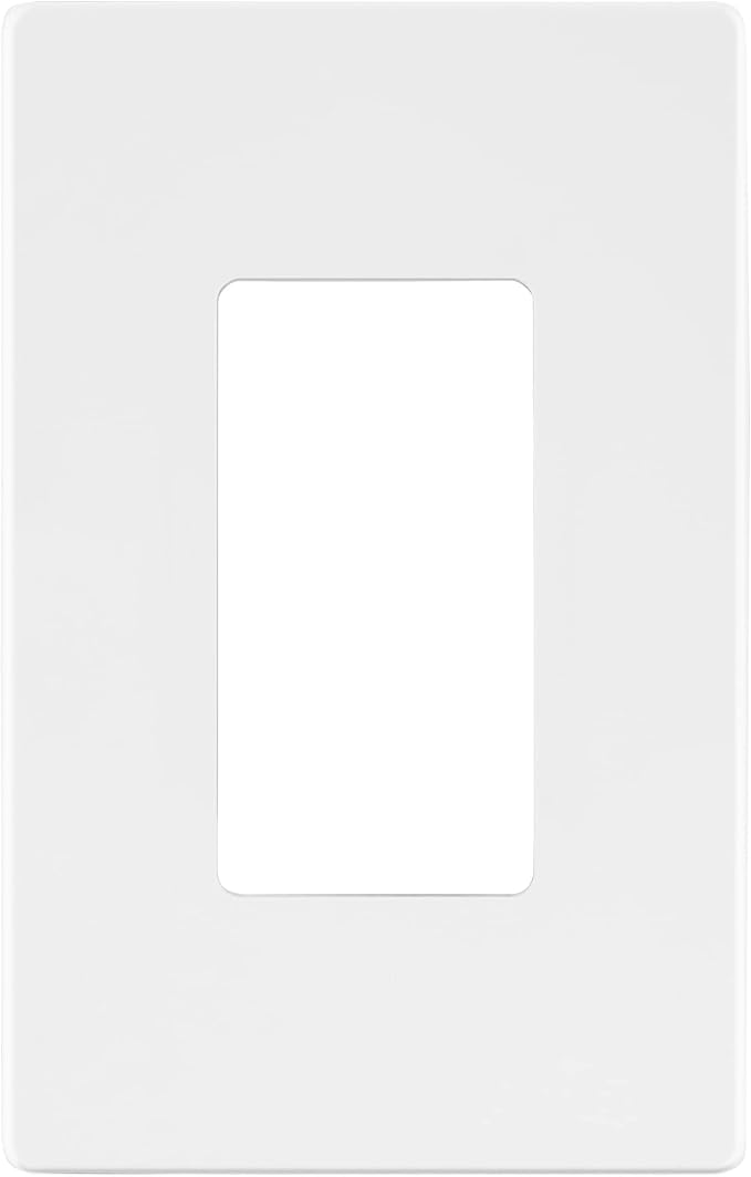 LIDER Matte Finish Decorator Switch Cover, Screwless Wall Plate, Mid-Size 1-Gang 4.88" x 3.11", Unbreakable Polycarbonate Thermoplastic, UL Listed, LSWP-31M-W, White