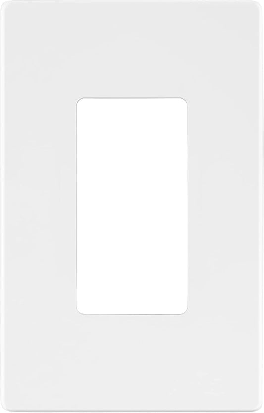 LIDER Matte Finish Decorator Switch Cover, Screwless Wall Plate, Mid-Size 1-Gang 4.88" x 3.11", Unbreakable Polycarbonate Thermoplastic, UL Listed, LSWP-31M-W, White