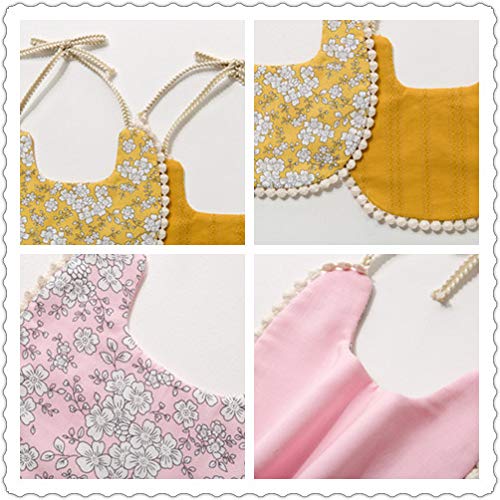 GZMM Baby Bib for Girls,Reversible Waterproof Handmade Natural Cotton Baby Drool Bib 0-12 Months 3 Pack