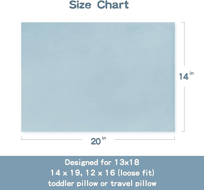 Soft Organic Cotton Toddler Pillowcases 14 X 20 Inches, Fit 13 X 18, 14 X 19 Pillows, Smooth Pearl Cotton Baby Pillowcases with Envelope Closure, Pink and Sterling Blue, Set of 2