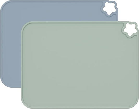 Silicone Placemat for Kid Stain-Proof Non-Slip Toddle， Reusable Portable，Heat Resistant for Toddlers placemat 2 Pack