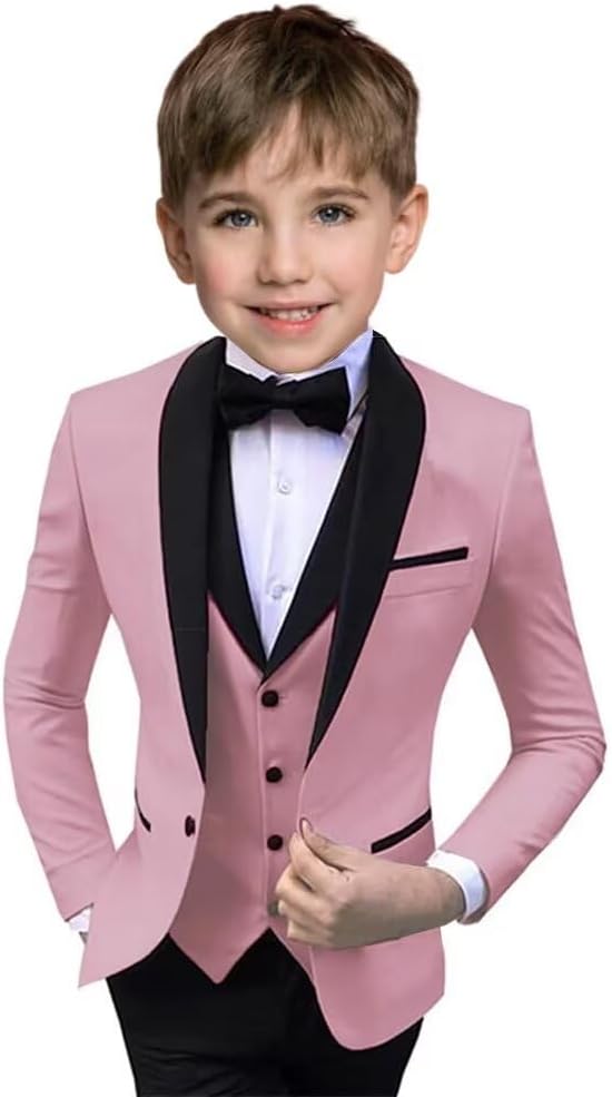 Boys Suit 3 Piece Ring Bearer Suit Kids Formal Jacket Vest Pants Suits Wedding Outfit for Party Prom Tuxedo