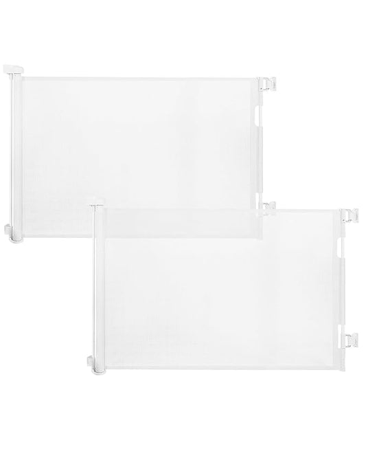 (2 Pack) Retractable Baby Gate for Doorways and Stairs, Mesh Safety Gate for Pet, Indoor & Outdoor Use, One-Hand Operation, Easy Installation, 33.6" Tall, Expands to 55" Wide（White,33.6"x55")