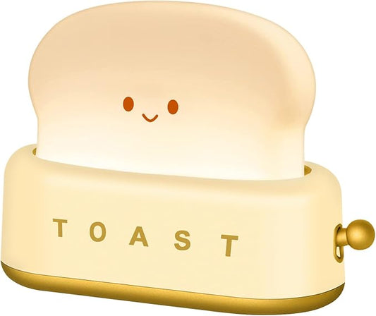Cute Desk Decor Toaster Lamp, Kawaii Accessories Small LED Night Light for Kids Teen Girls, Room Decor Toast Lamp for Bedroom, Bedside, Living Room Aesthetic Stuff, Gift