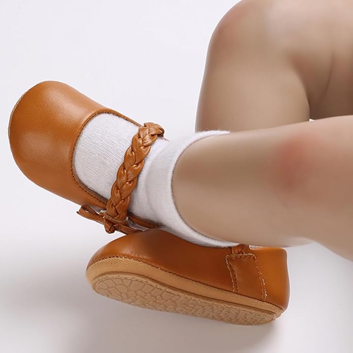 COSANKIM Baby Girls Mary Jane Flats Shoes Anti-Slip Rubber Sole Infant Toddler Princess Wedding Dress Shoes