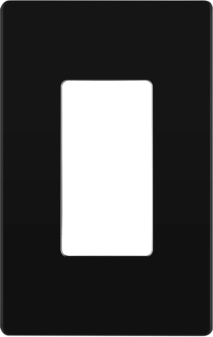 LIDER Decorator Wall Plate, Temperature and Impact Resistant UL Listed, Polycarbonate Thermoplastic, Matte Finish, Screwless Switch Cover for Modern Decoration, Mid-Size 1-Gang 4.88" x 3.11", Black
