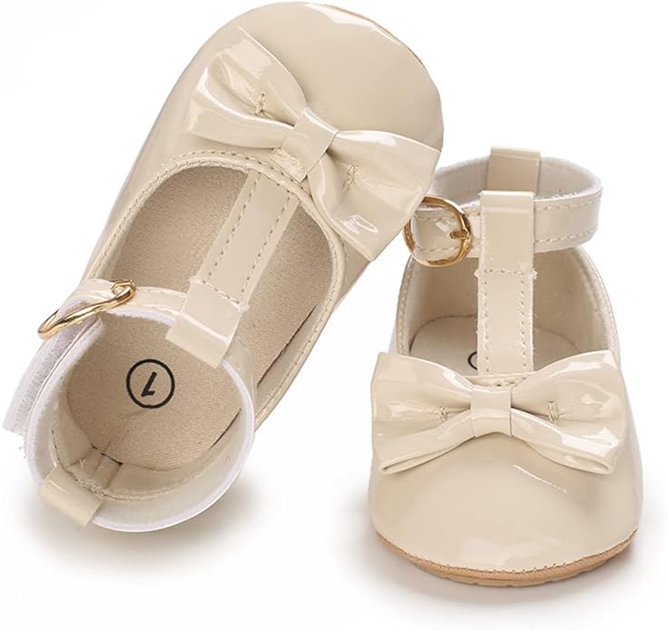 COSANKIM Baby Girls Mary Jane Flats Shoes Anti-Slip Rubber Sole Infant Toddler Princess Wedding Dress Shoes