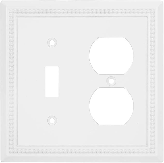 Henne Bery Sunken Pearls Heavy Duty Decorative Wall Plate Switch Plate Outlet Cover (Toggle/Duplex, White)