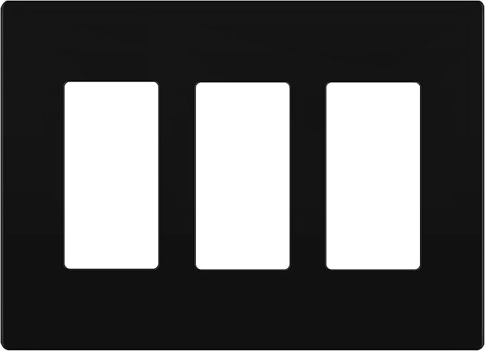 LIDER Matte Finish Triple Decorator Switch Cover, Screwless Wall Plate, Mid-Size 3-Gang 4.88" x 6.77", Polycarbonate Thermoplastic, UL Listed, LSWP-33M-BK, Black