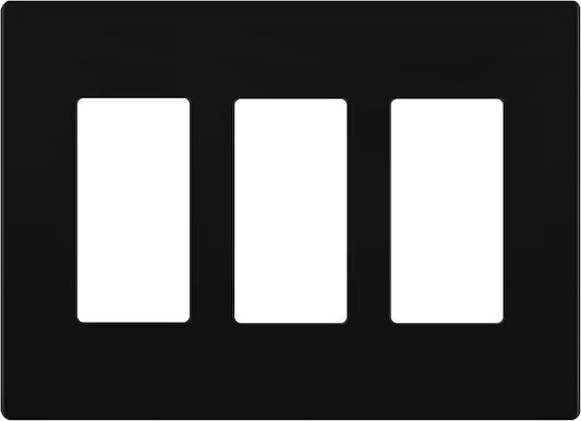 LIDER Matte Finish Triple Decorator Switch Cover, Screwless Wall Plate, Mid-Size 3-Gang 4.88" x 6.77", Polycarbonate Thermoplastic, UL Listed, LSWP-33M-BK, Black