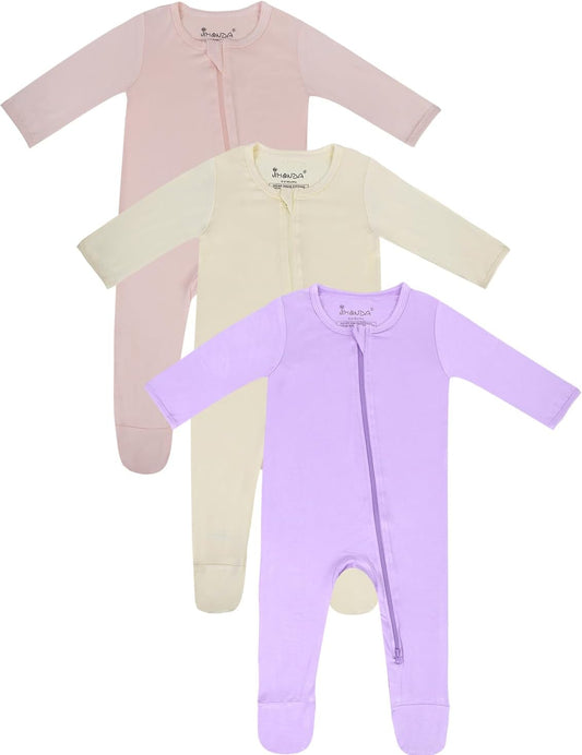 Jimonda Baby Romper Boys Girls Bamboo Pajamas 2-Way Zipper Footed Unisex Zip-Up Sleepers Sleep and Play pjs