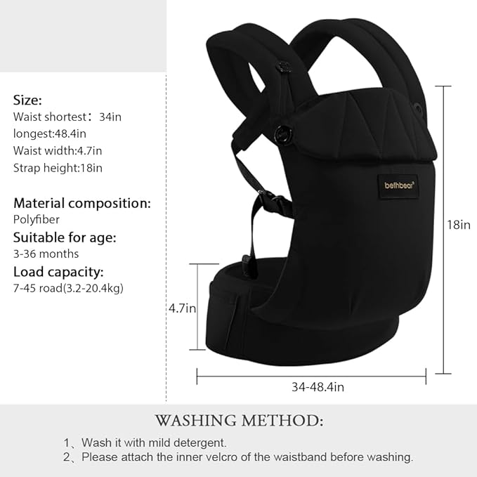 Baby Carrier Newborn to Toddler, 7-45 lbs with Natural Cotton Linen, Ergonomic Design,Versatile and Adjustable,Hands Free for Moms&Dads (Black)