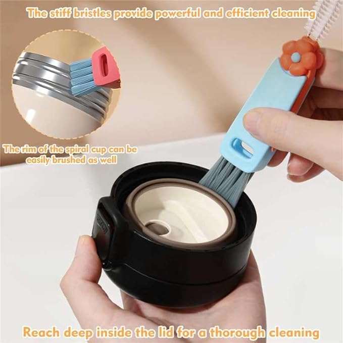 3 in 1 Cup Lid Cleaning Brush, Portable Cup Cleaner Brush, 2024 New Water Bottle Cleaner Brush, 3 in 1 Multifunctional Cleaning Brush for Home Kitchen Cleaning Tools（3PCS）