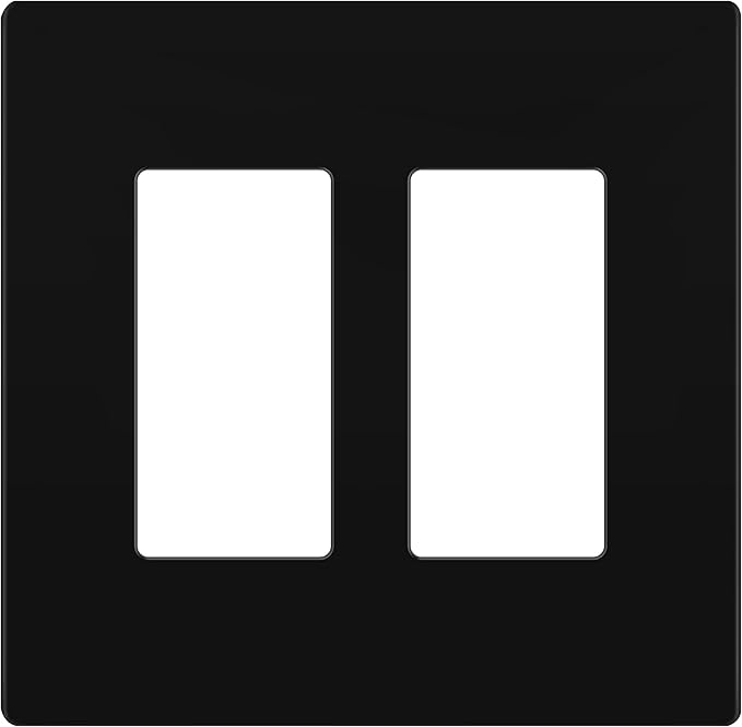 LIDER Matte Finish Double Decorator Switch Cover, Screwless Wall Plate, Mid-Size 2-Gang 4.88" x 4.92", Polycarbonate Thermoplastic, UL Listed, LSWP-32M-BK, Black