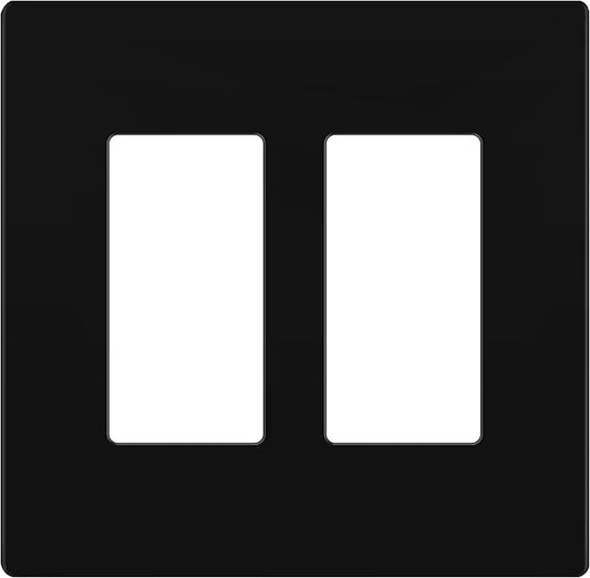 LIDER Matte Finish Double Decorator Switch Cover, Screwless Wall Plate, Mid-Size 2-Gang 4.88" x 4.92", Polycarbonate Thermoplastic, UL Listed, LSWP-32M-BK, Black