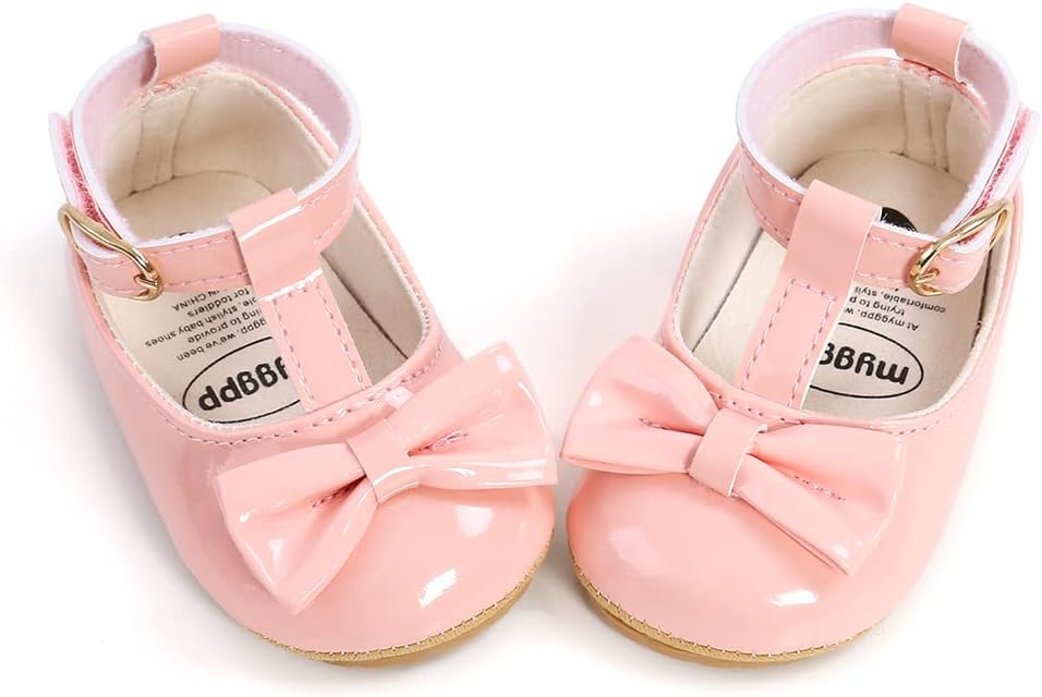 COSANKIM Baby Girls Mary Jane Flats Shoes Anti-Slip Rubber Sole Infant Toddler Princess Wedding Dress Shoes