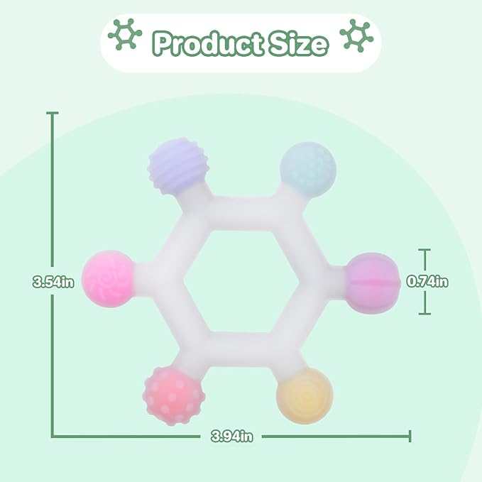 3 Pack Baby Teething Toys, BPA-Free Silicone Baby Teether Toys Teething Relief, Chew Toy for Babies 6-24 Months (Colorful)